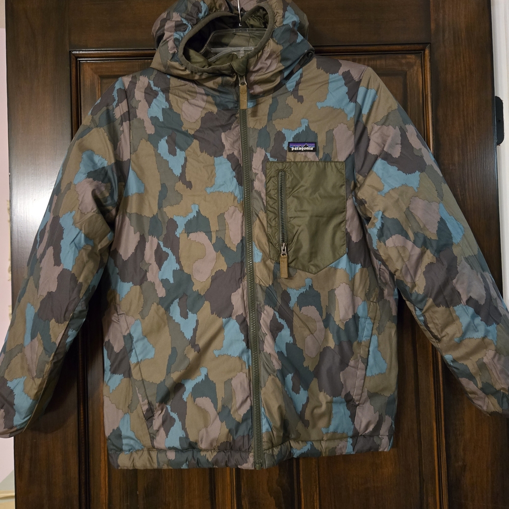 Patagonia Youth Olive Puffer Jacket, Sz M, Two Sided - Picture 6 of 10